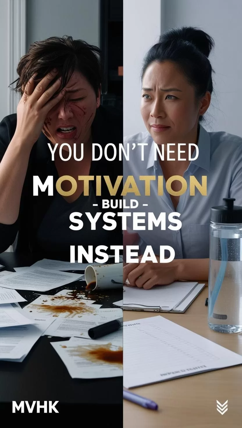 Side-by-side comparison of chaos vs. system lifestyle – success without motivation