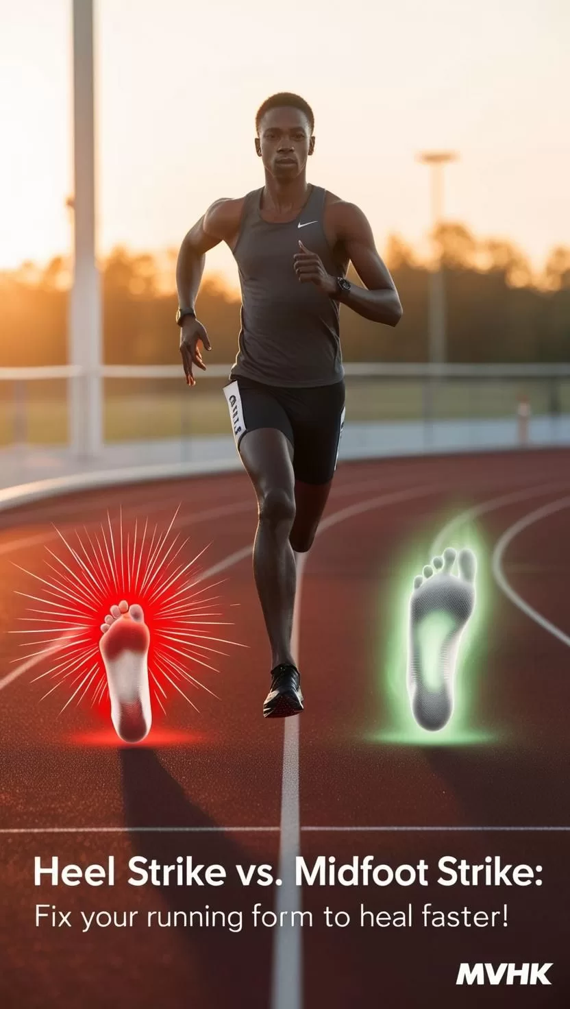 Runner demonstrating midfoot strike on outdoor track