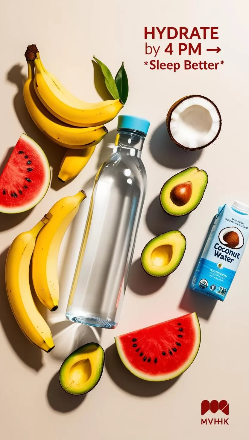 Professional sipping water to improve hydration timing and sleep.
