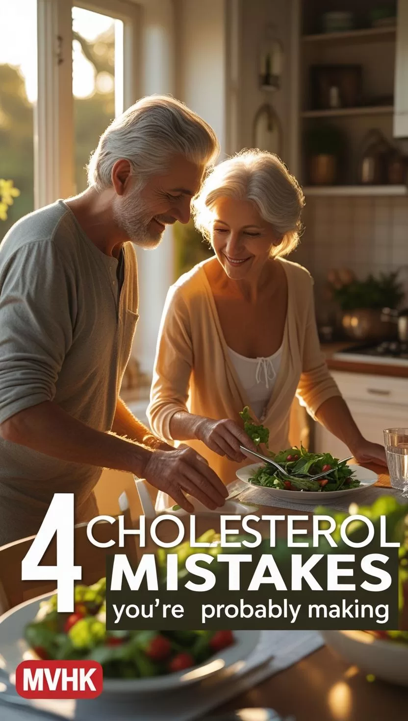 Silver-haired couple eating fiber-rich dinner – cholesterol after 50