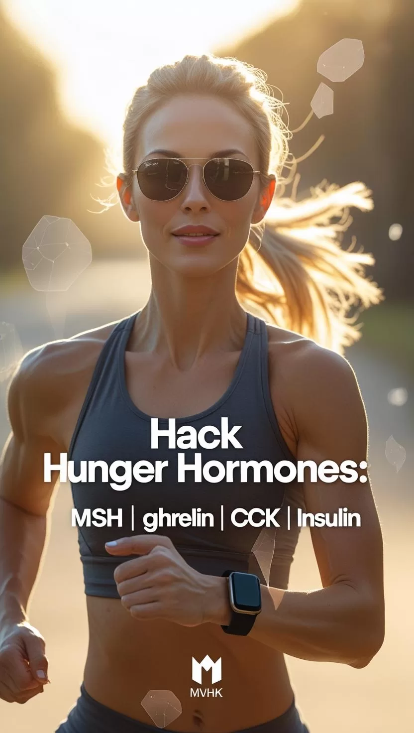 ALT: Woman walking in sunlight no sunglasses, "Hunger Hormone Hacks" Filename: hunger-hormone-hacks-2025.webp