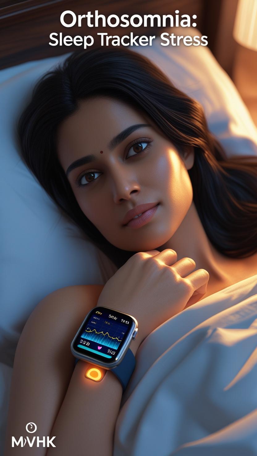 Person in bed viewing sleep tracker overlay—orthosomnia tracking anxiety