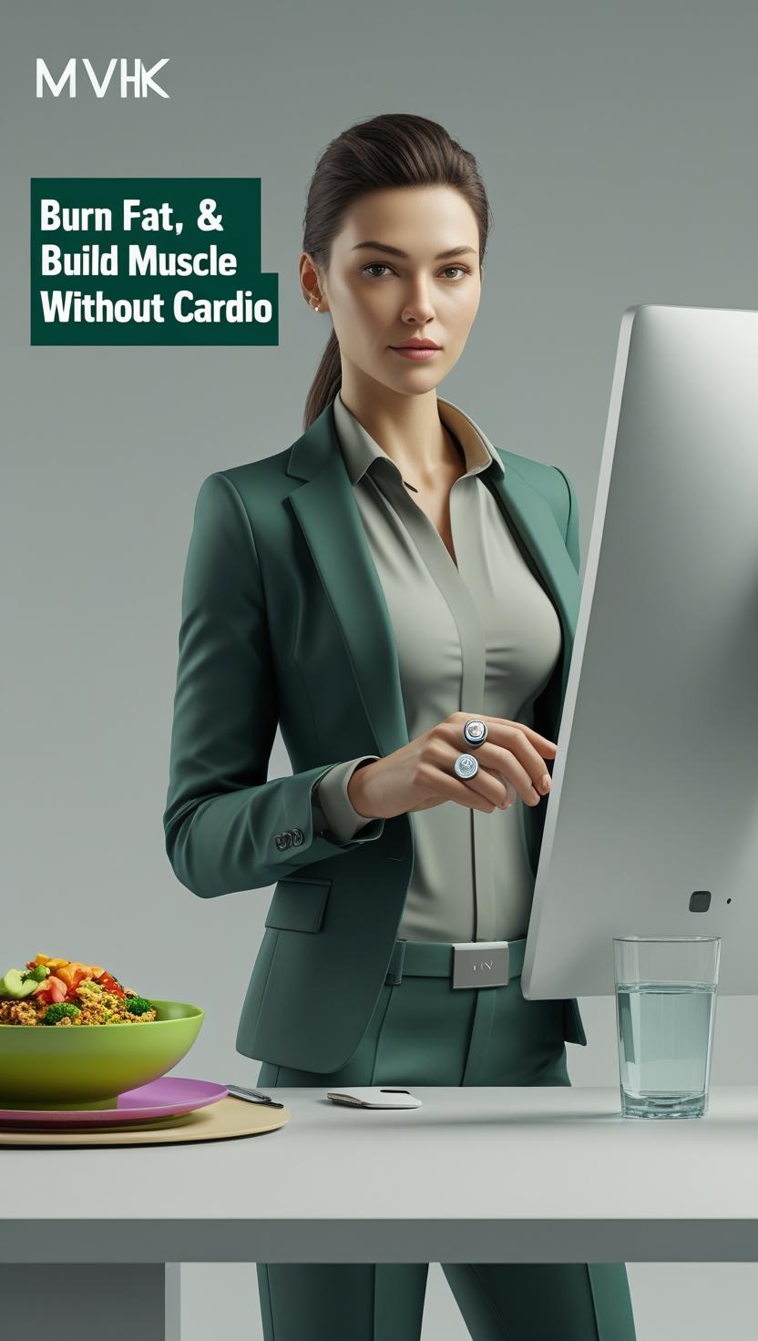 Professional woman eating clean lunch with wearable overlay