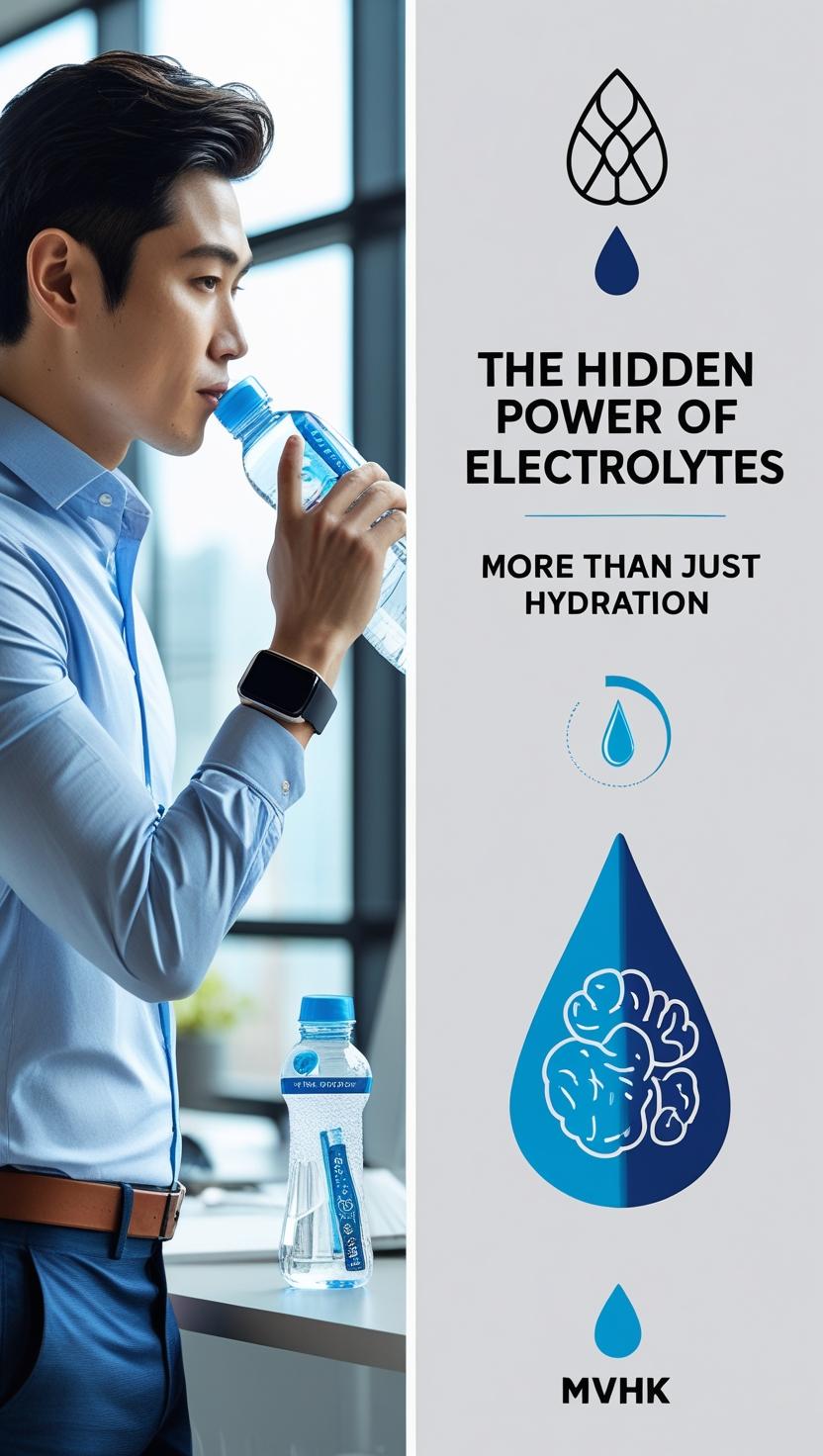 Person drinking electrolyte water at desk