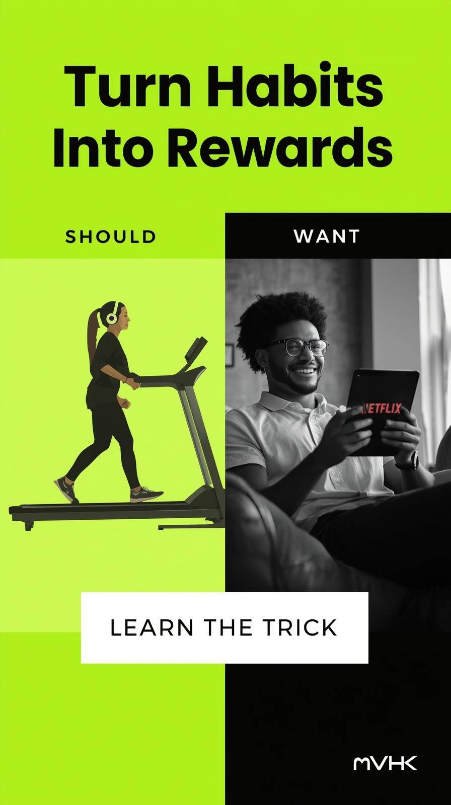 Woman watching Netflix on treadmill using temptation bundling