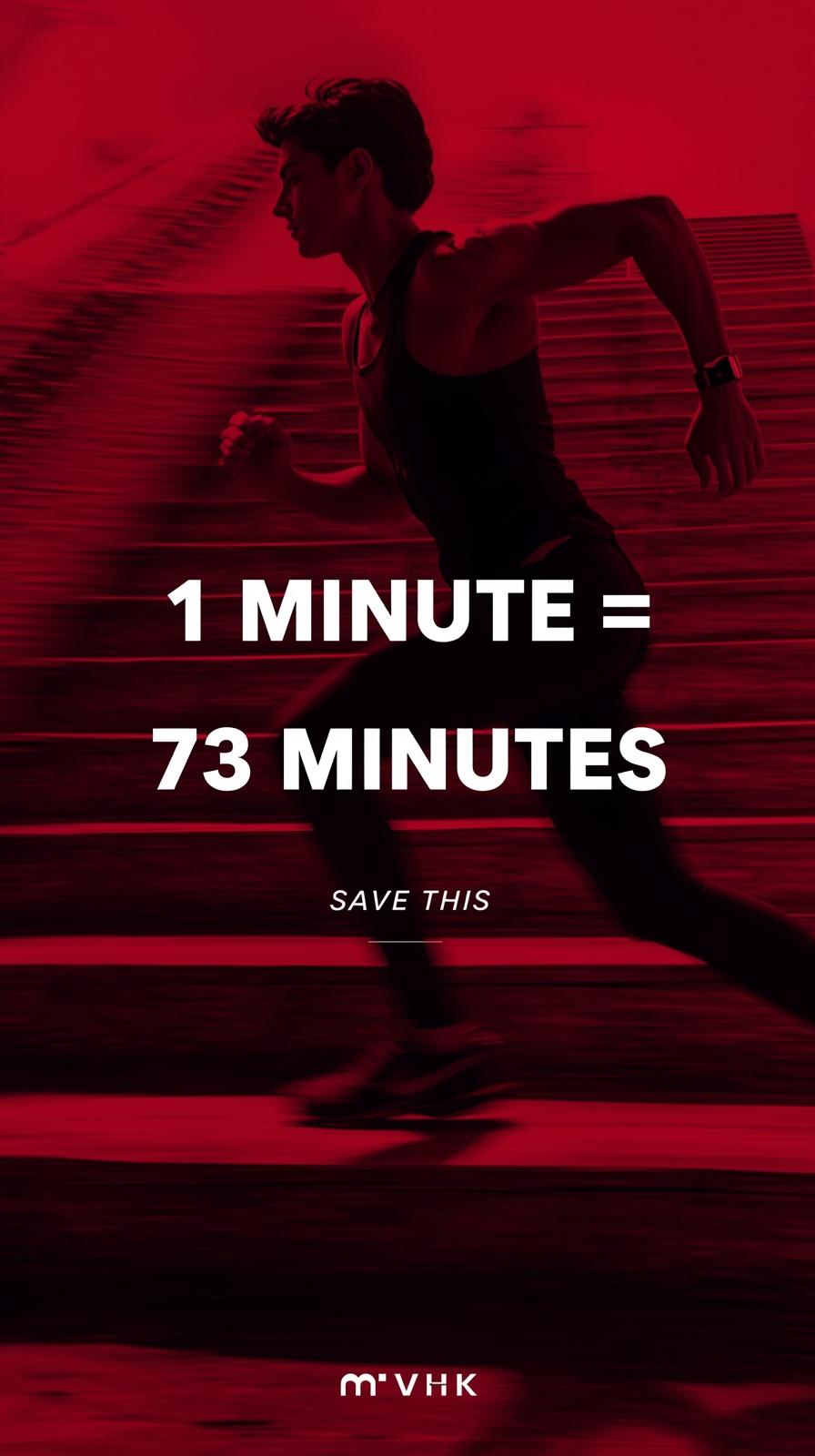 Fit adult sprinting outdoors with smartwatch visible, showing 1-minute vigorous exercise in action for longevity benefits