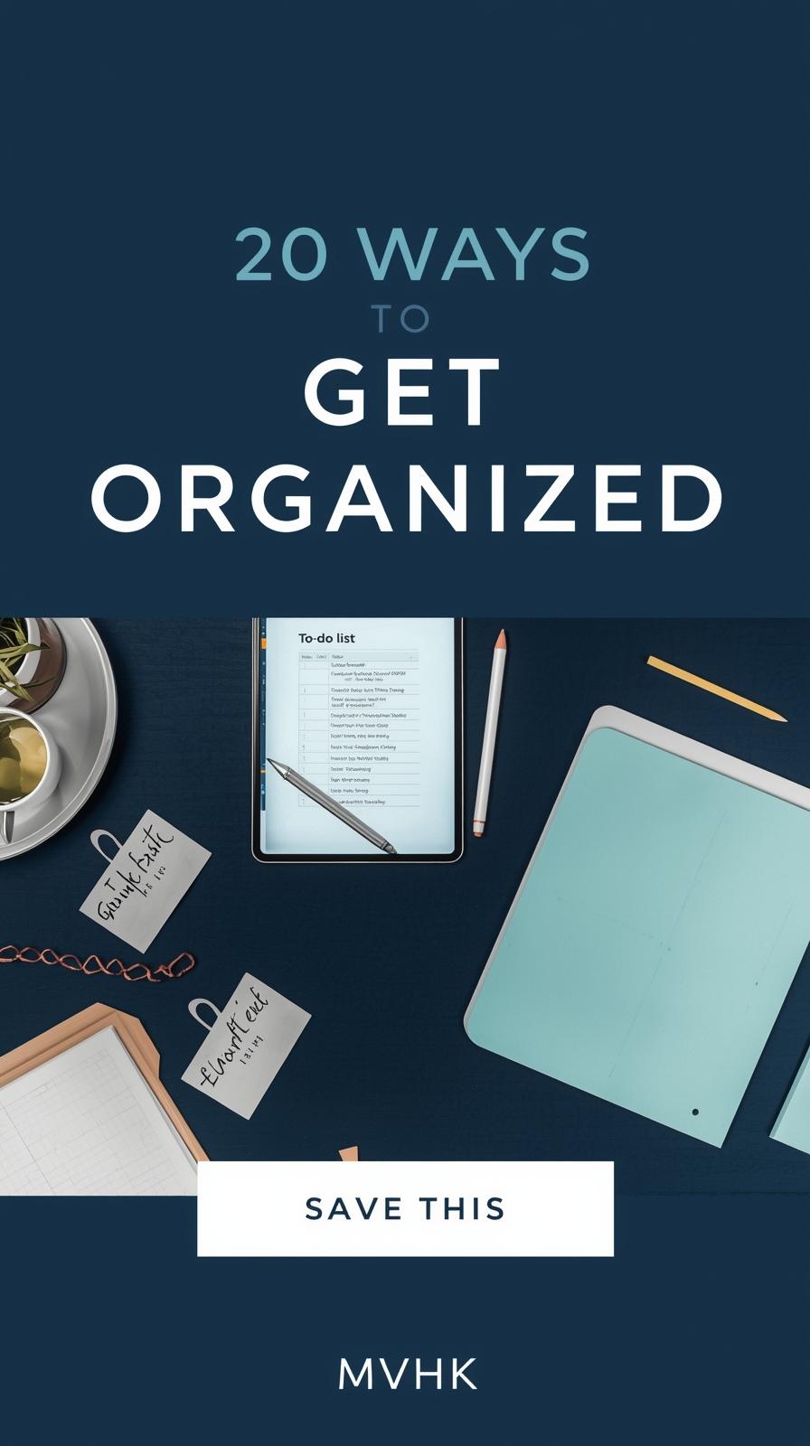 Overhead view of organized desk with digital planner, labeled folders, and color-coded system—represents productivity and functional organization.