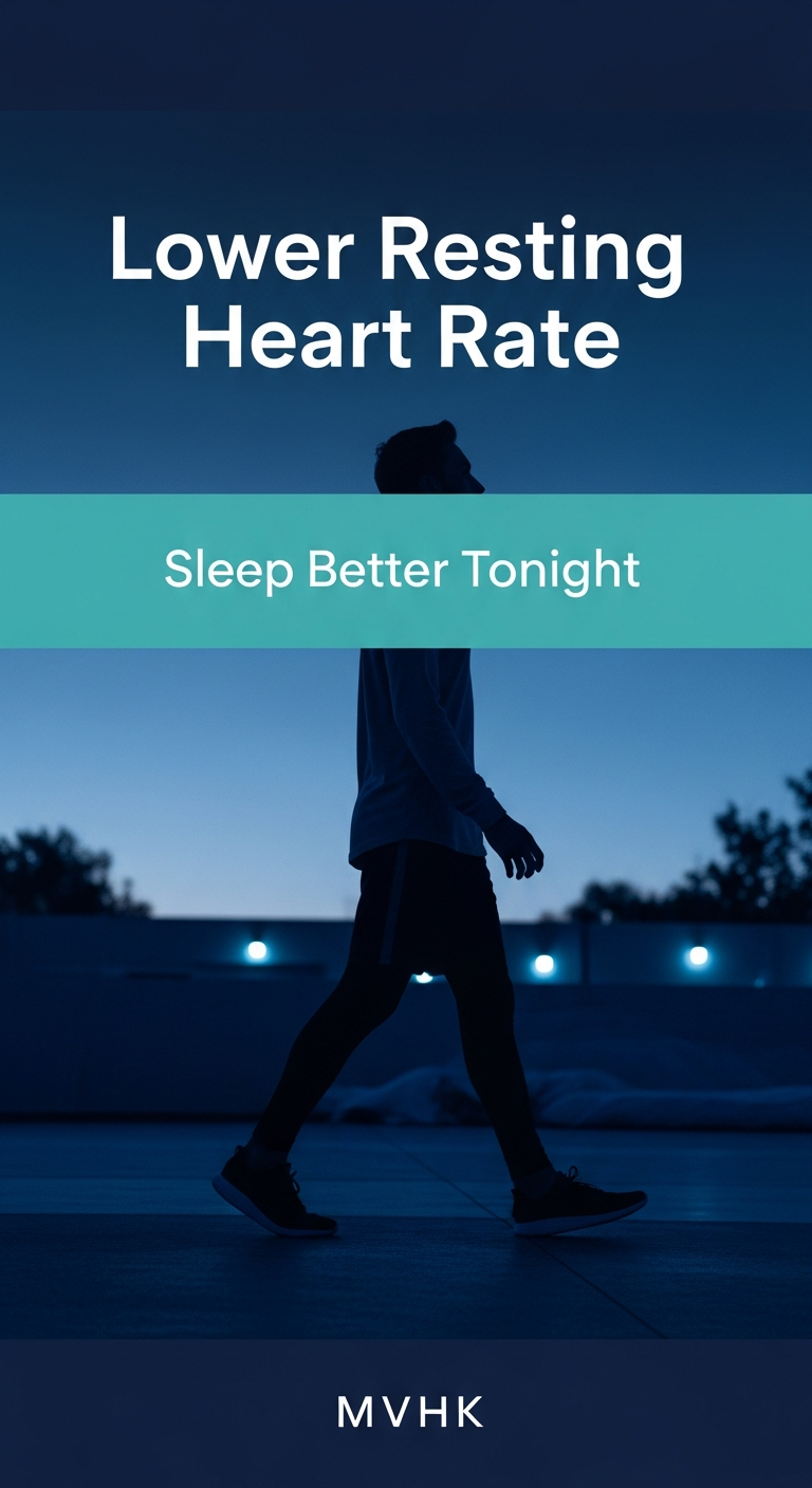 Man walking in evening light, practicing pre-bed routine to lower resting heart rate for better sleep quality and health