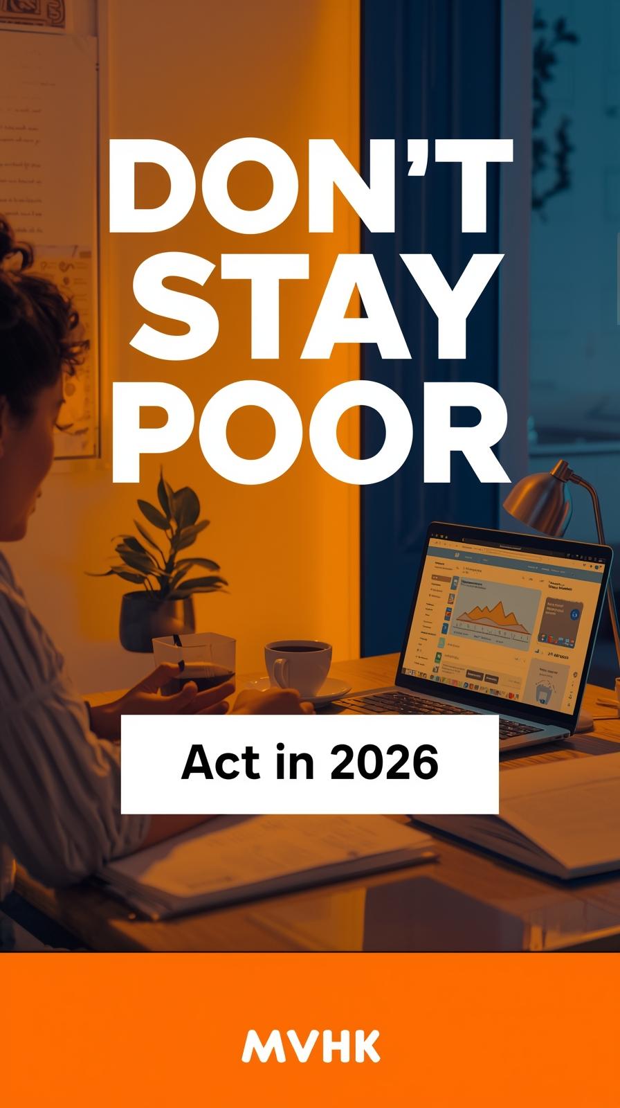 Cartoon showing habits that lead to poverty like watching TV, no hobbies, and blaming others.