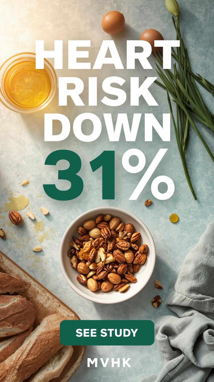 Overhead Mediterranean meal with olive oil and nuts for heart health