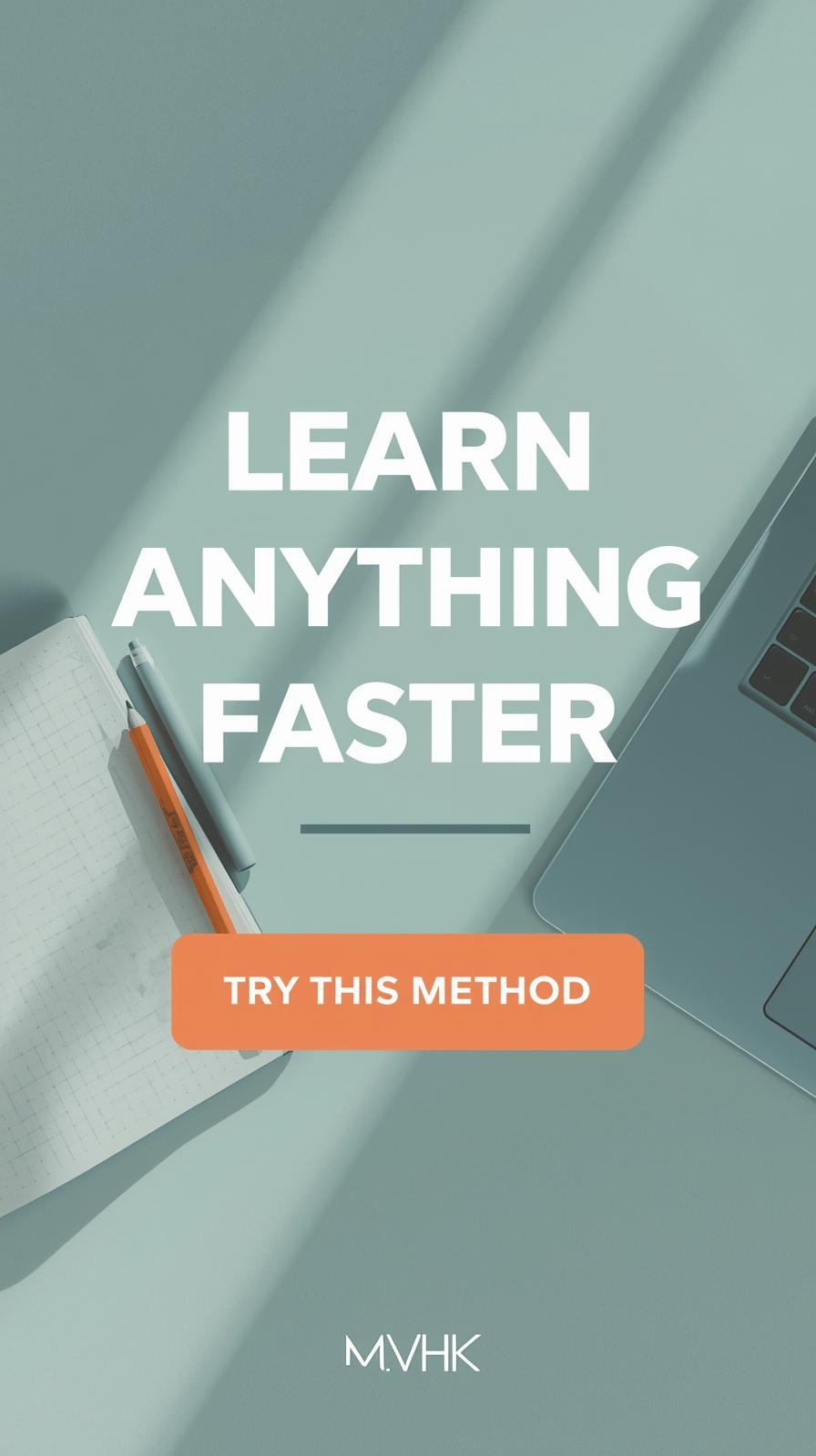 Overhead desk setup with notes explaining the Feynman learning method