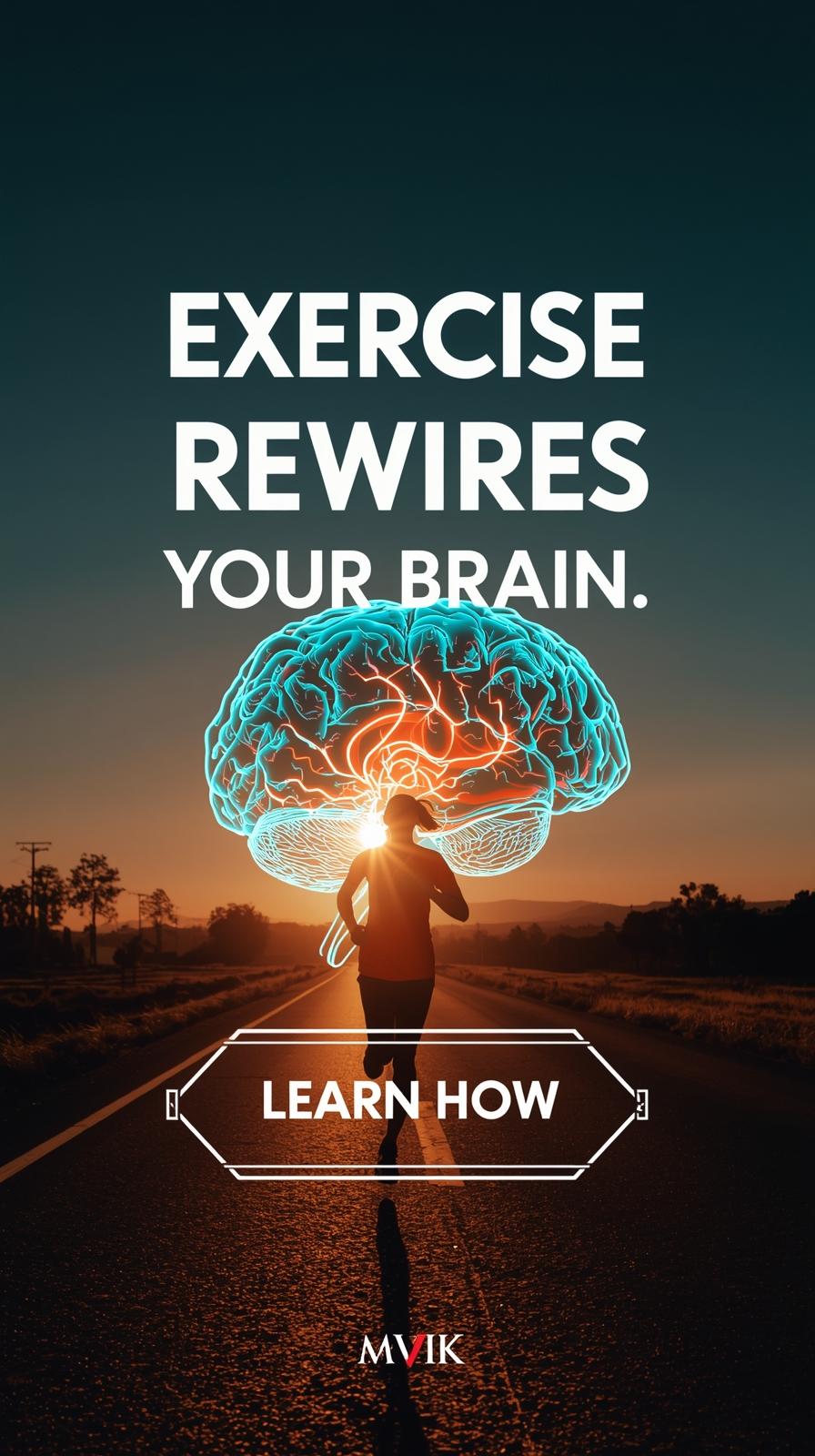 Exercise-induced brain benefits showing neurotransmitters and hippocampal growth