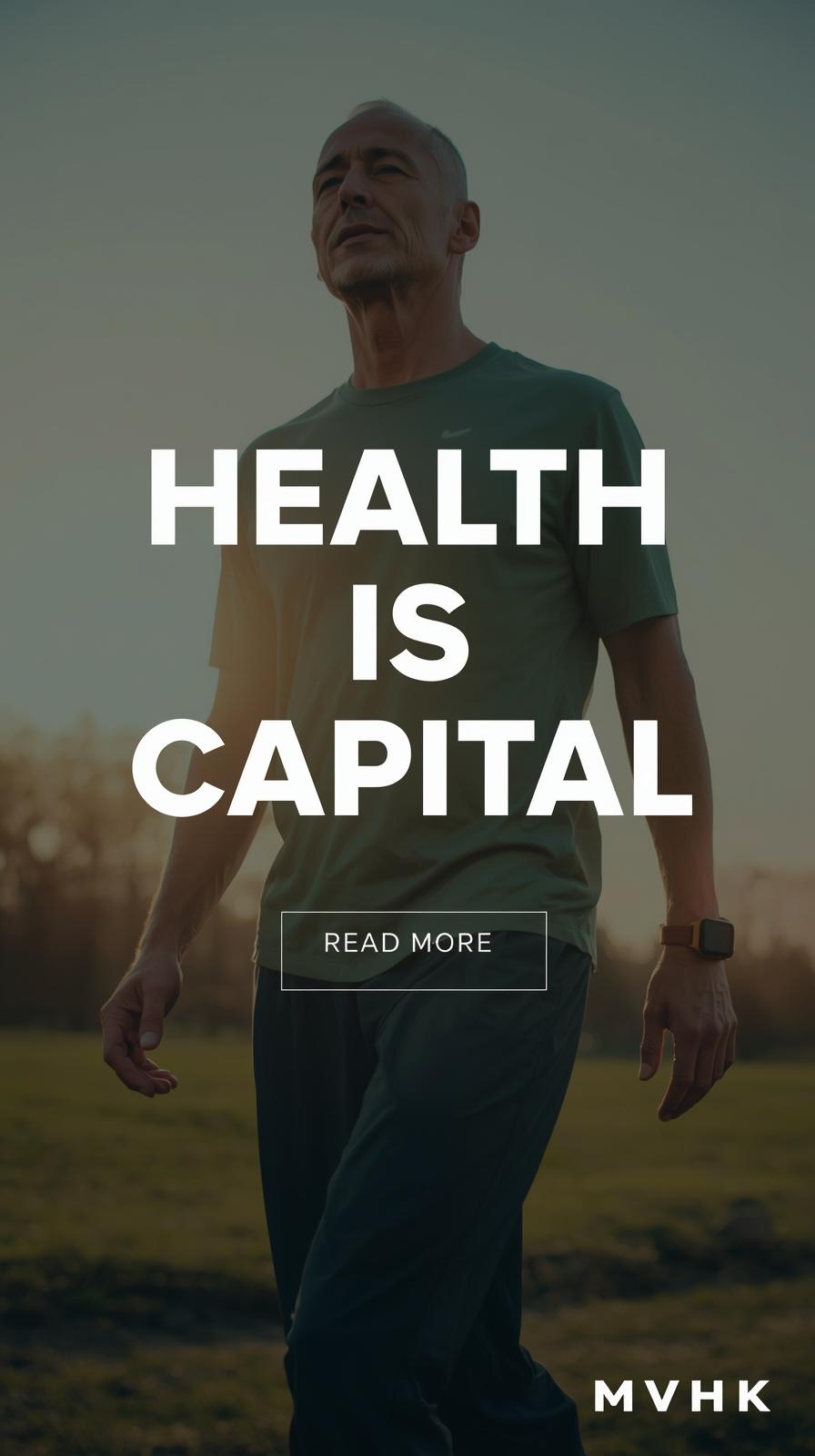 Healthy 40-year-old walking at sunrise representing health capital investment
