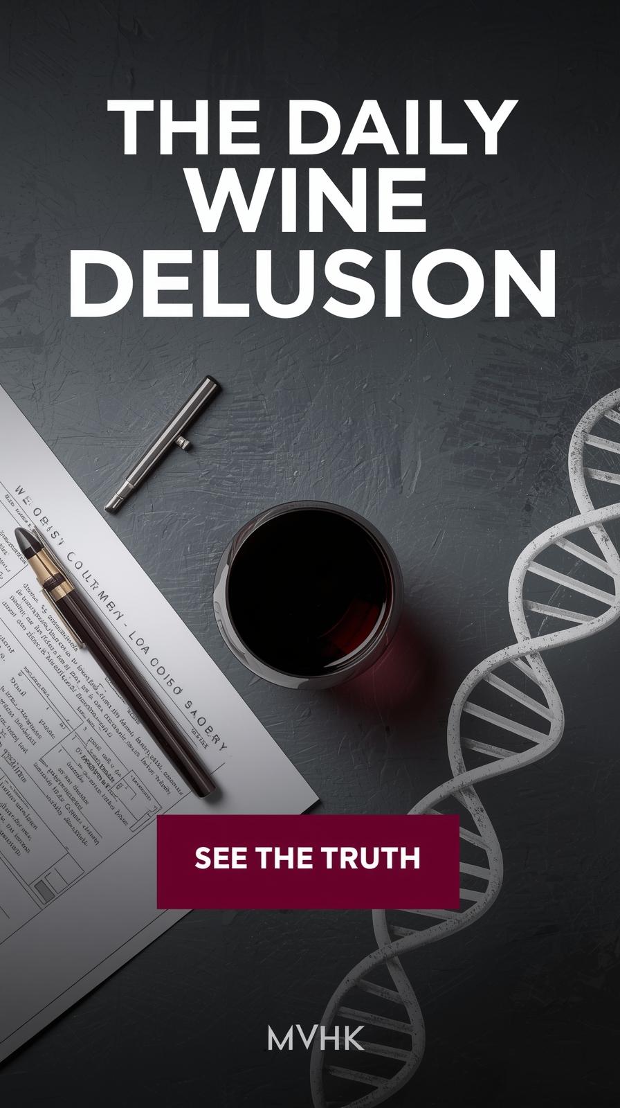 A glass of red wine next to a biological hazard symbol and a sleep tracking device showing poor recovery.