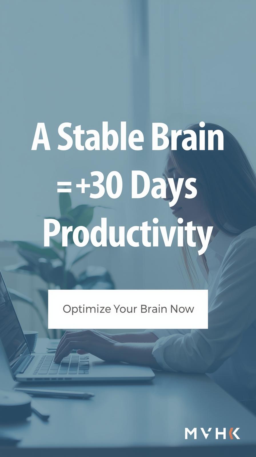 Focused professional working calmly illustrating brain stability and productivity optimization