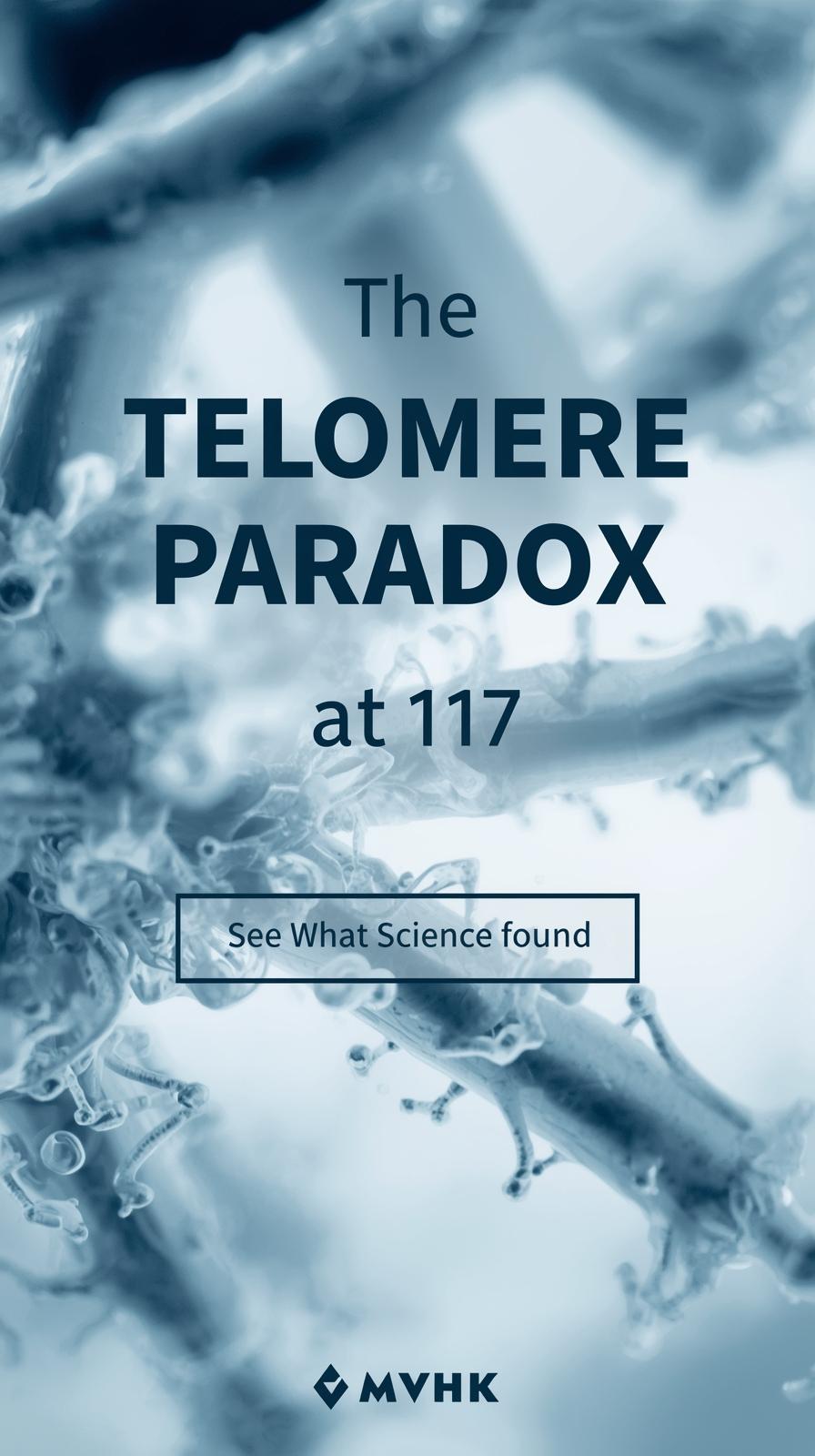 Microscopic cellular image illustrating telomere paradox in 117-year-old longevity study