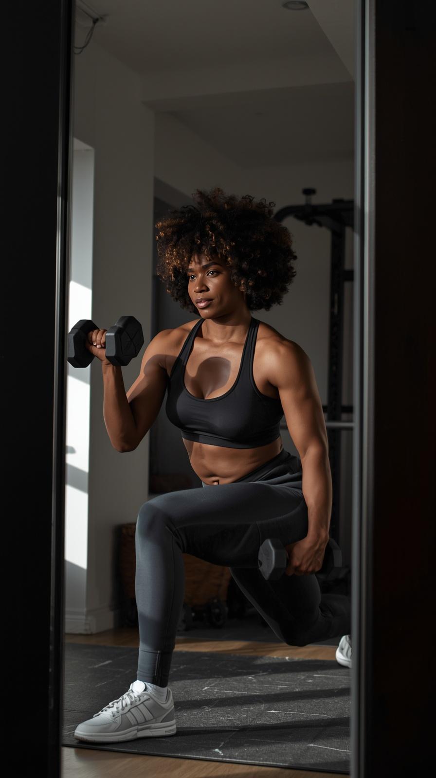 person performing dumbbell core workout for strength and stability