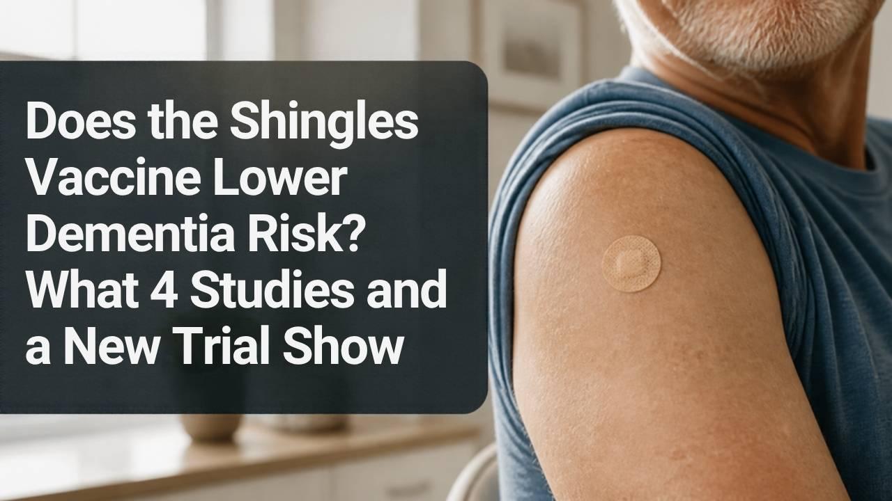 Older adult with a small bandage on the upper arm after a vaccination, with the article title